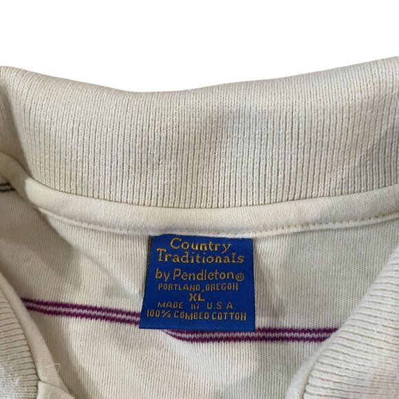 Pendleton Country Traditionals Polo Golf Shirt Men's Size XL White Striped - Picture 2 of 5